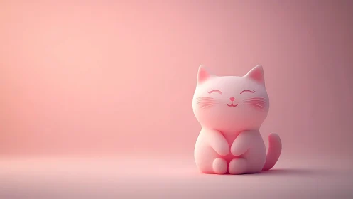 Stylized Pink Cat Figure Against Monochromatic Background.