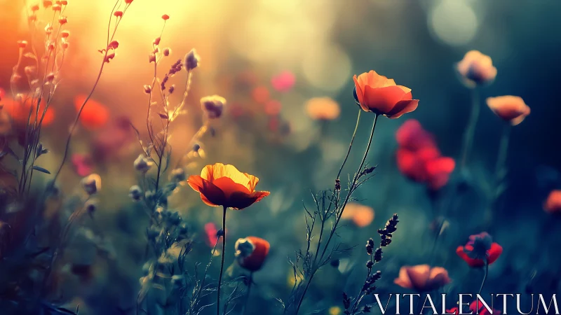 Golden Hour Poppies: Bokeh Depth Photography.