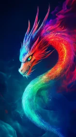 Chromatic dragon coils through neon cosmic smoke. Period.