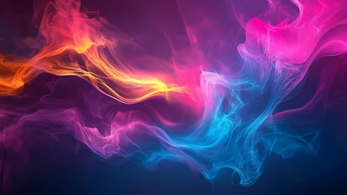 Colored light trails form abstract flowing wisps across frame