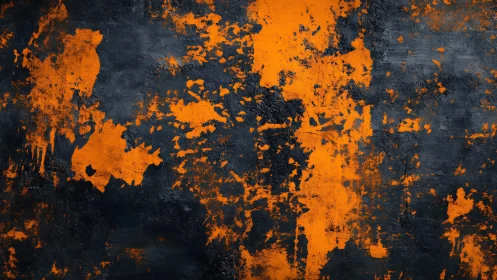 Burnt orange splatter texture over dark concrete wall