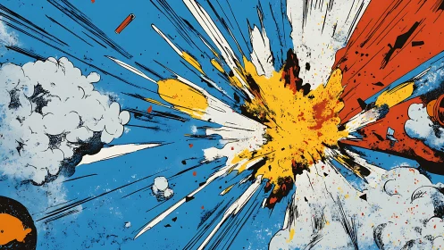 Comic blast nebula erupts in electric primary chaos.