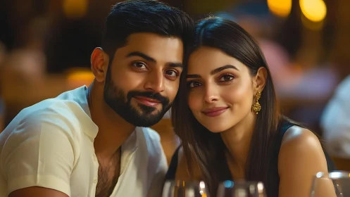 Evening intimacy captured in warm nighttime setting.