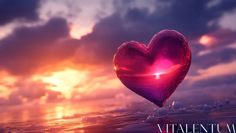 Luminous Heart Shape Against Dramatic Sunset Sky