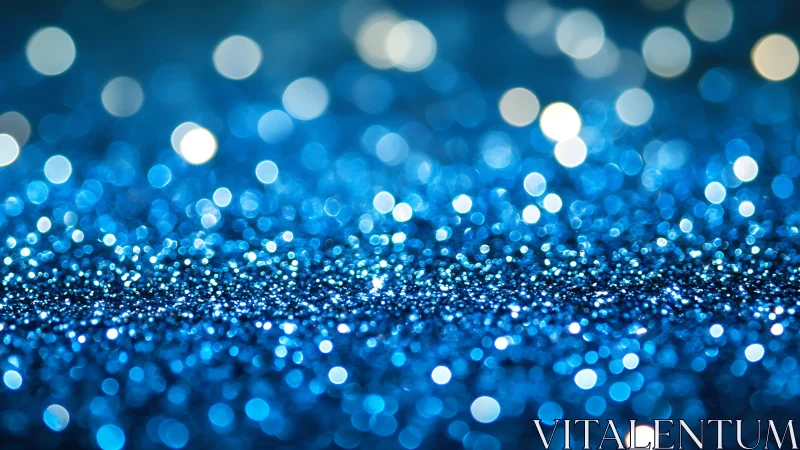 Blue glitter macro field uses shallow depth for luminous bokeh