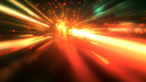 Abstract explosion of glowing orange light beams in digital style.