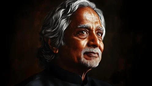 Elderly man portrait with intense side lighting and depth.