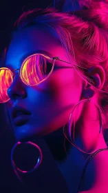 Neon-lit portrait captures futuristic nightlife confidence
