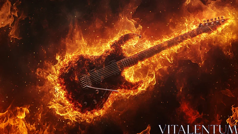 Electric Guitar Engulfed in Flame