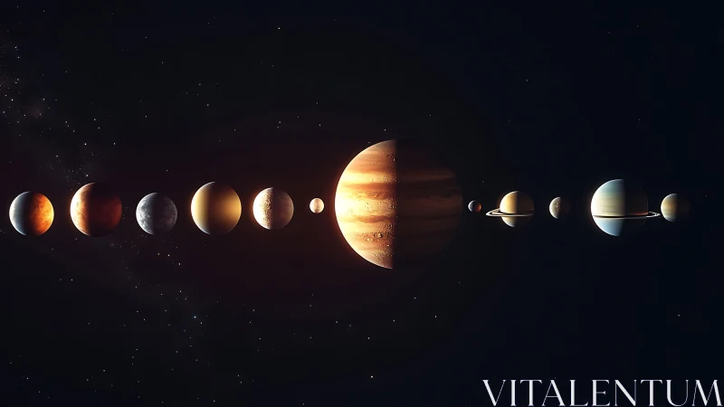Solar system alignment renders planets with exaggerated scale contrast
