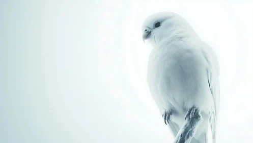 White bird perched on branch in soft minimalist style.