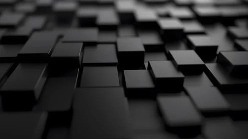Black 3D Rectangular Blocks Abstract Pattern, Modern Minimalist Style.