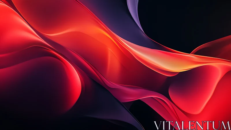 Luminous red ribbons flow across deep midnight gradient