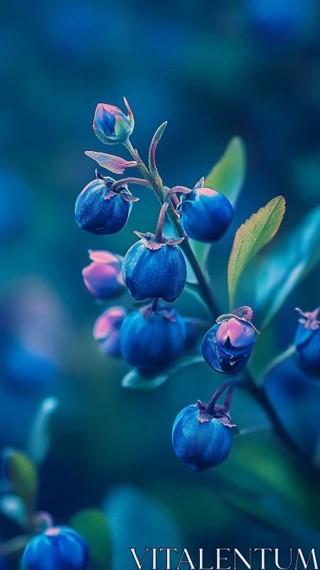 Dewdrop-Kissed Blueberries Glow in Magical Blue Light