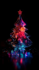 Radiant glass Christmas tree glows with joyful festive color