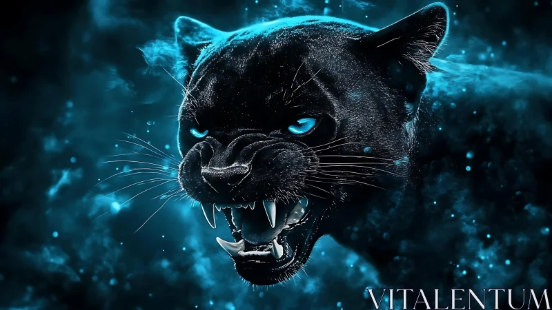 Dark Panther Neon: Cinematic Digital Predator Portrait.
