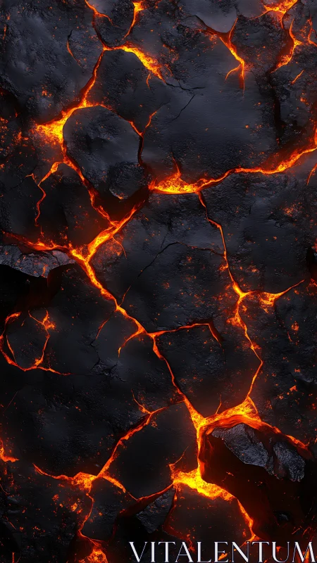 Molten Lava Surface with Glowing Fissures