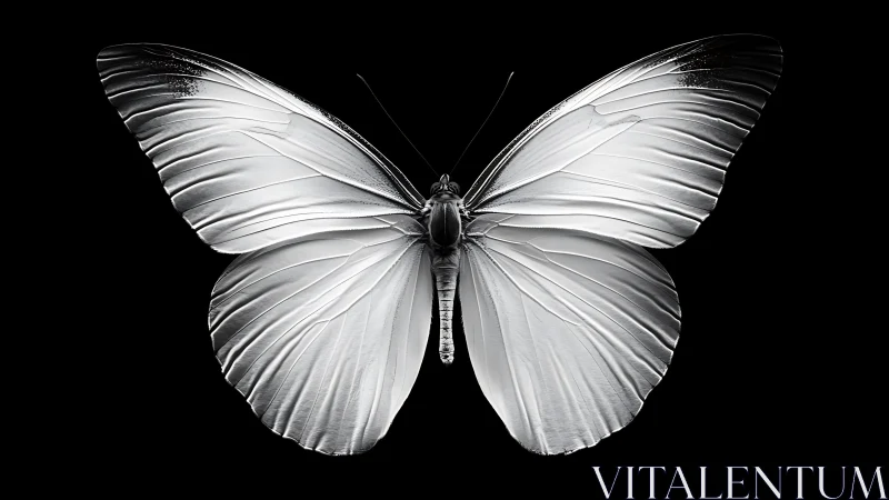 Monochrome butterfly displayed in symmetrical dorsal view