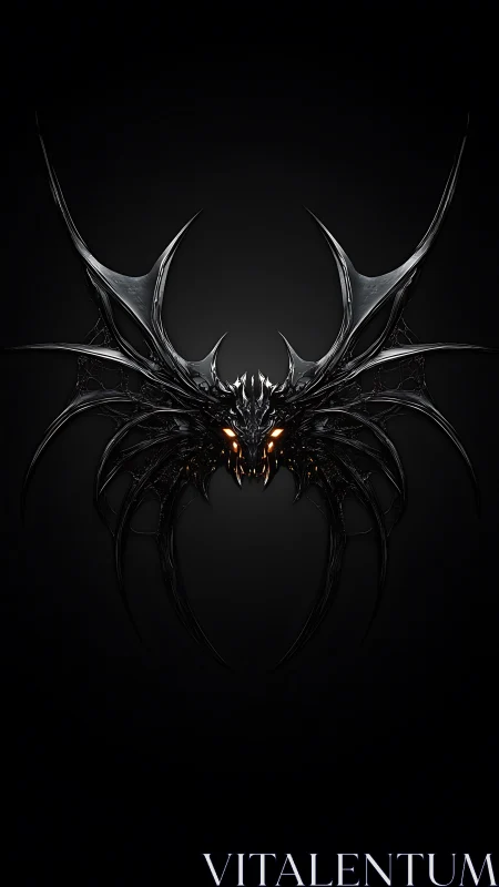 Symmetrical demonic emblem rendered in high-gloss digital metal