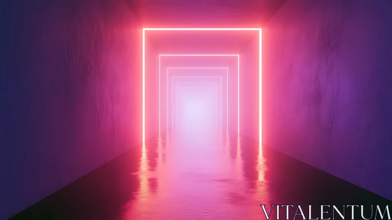 Neon infinity corridor glows in electric pink dreamlight.