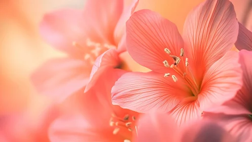 Amaryllis Bloom in Warm Luminescence. Macro Floral Study.