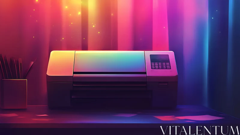 Neon Keyboard in Gradient Light Environment Setup.