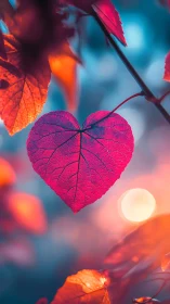 Heart-Shaped Leaf with Backlighting and Color Gradient.