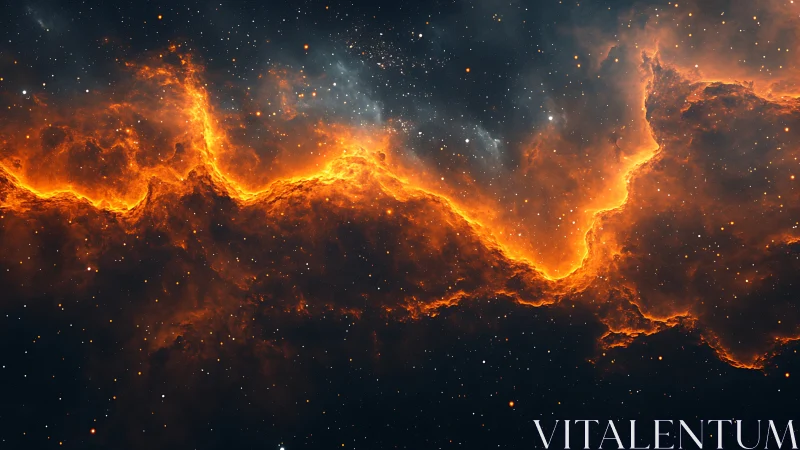 Ionized hydrogen nebula ridge with luminous orange plasma front