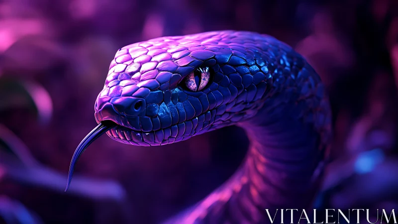 Bioluminescent cobra renders under neon purple jungle light