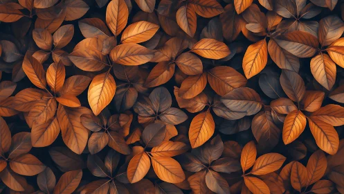 Autumnal leaf tessellation with warm duotone botanical palette.
