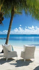 Tropical Oceanfront Seating. Architectural Leisure Composition.