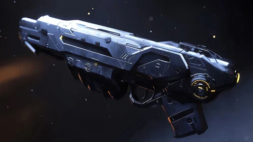 Futuristic sci fi handgun rendered as detailed 3D model