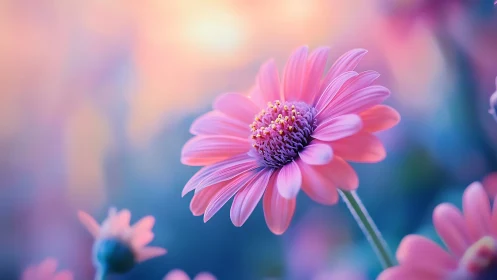 Pink Gerbera Daisy in Soft Focus Light.