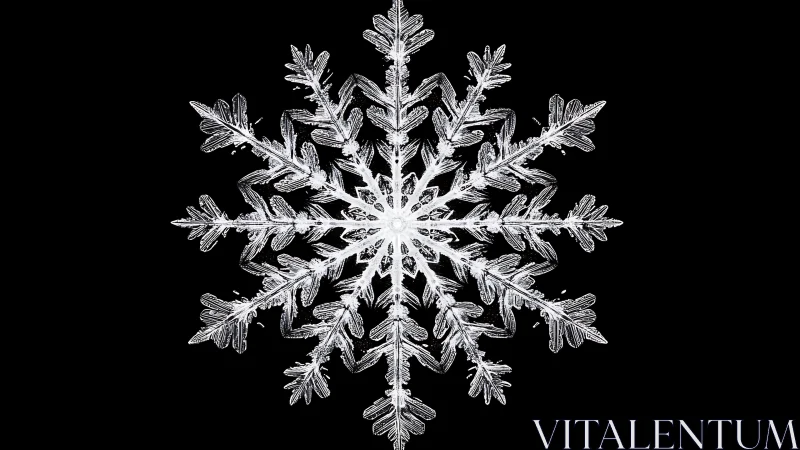 Hexagonal dendritic snowflake under high-magnification contrast microscopy.