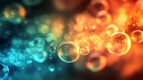 Glowing bubble constellations drift through molten twilight.