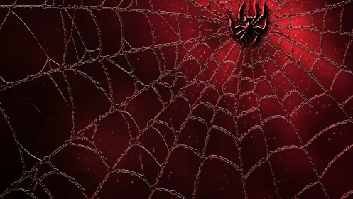 Crimson spiderweb radiates from molten emblem core.