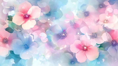 Soft Floral Cascade: Ethereal Pastel Blooms in Motion