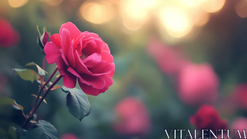 Vibrant Pink Rose Blooms in Soft Afternoon Light