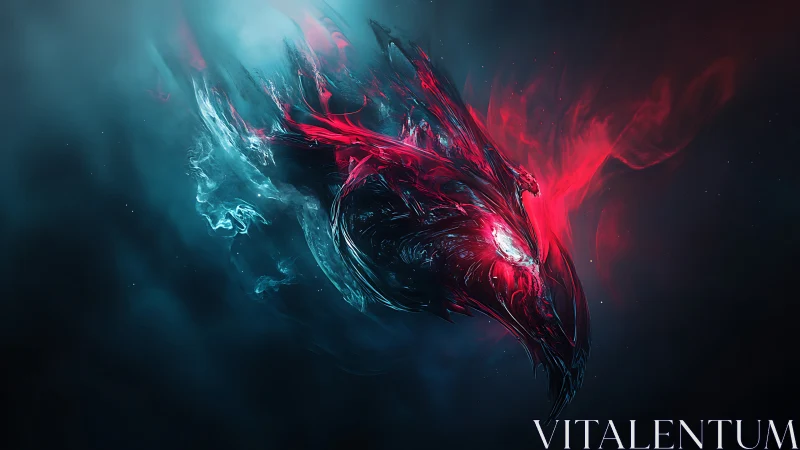 Fierce cosmic phoenix spirit blazes through swirling starlight