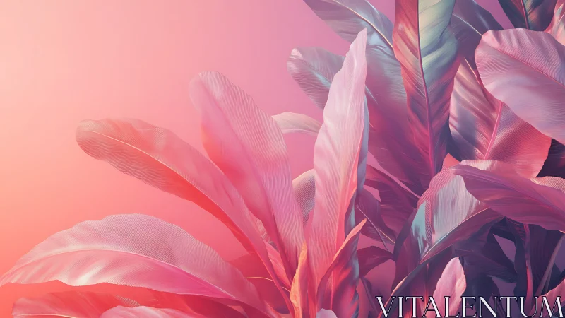 Iridescent tropical foliage renders in soft gradient light