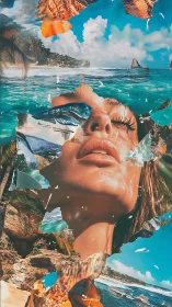 Tropical daydream stitches a seascape across serene skin