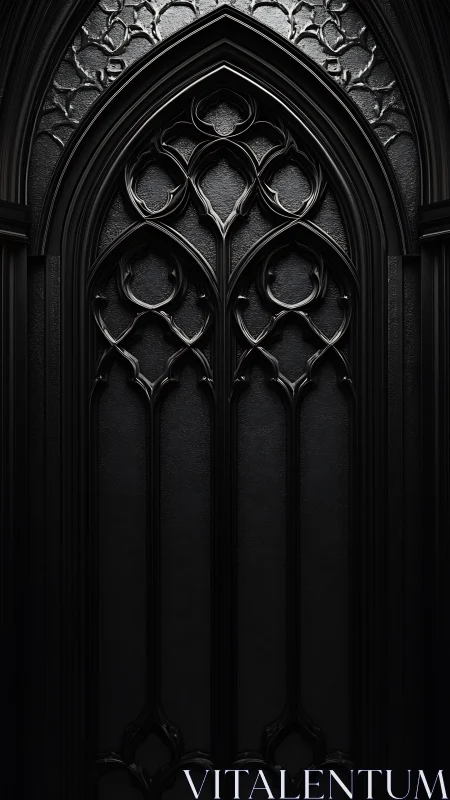 Gothic black archway rendered with intricate ornate tracery