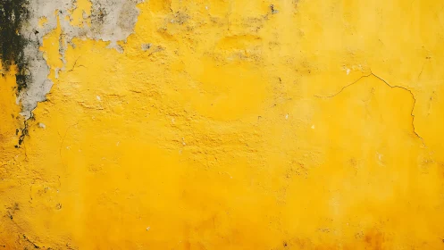 Yellow painted wall shows cracking, peeling, and surface wear