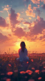 Quiet sunset pause in a wildflower meadow of gentle light.