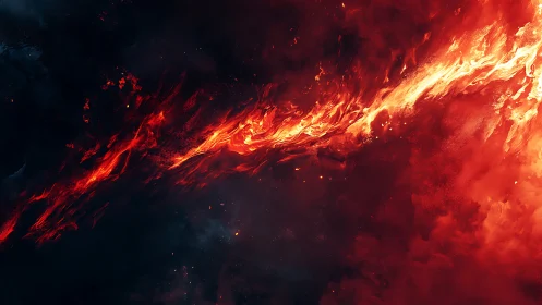 Fiery Explosion: Golden Flames Sweep Across Darkness.