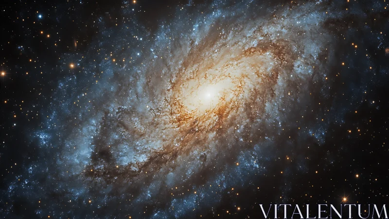 Spiral galaxy with bright core and extended blue outer arms