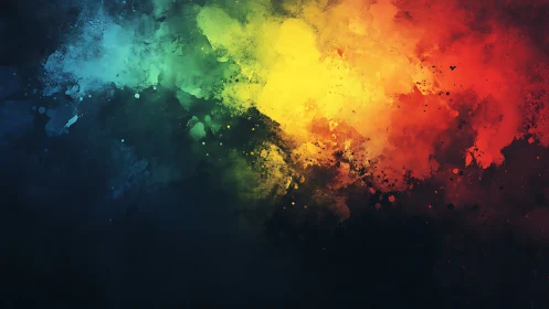 Horizontal gradient cloud of multicolor digital pigment spread.