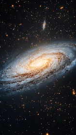 Edge-on spiral galaxy with luminous bulge and dense starfield