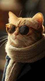 Cool Cat in Sunglasses Wrapped in Cozy Warmth.