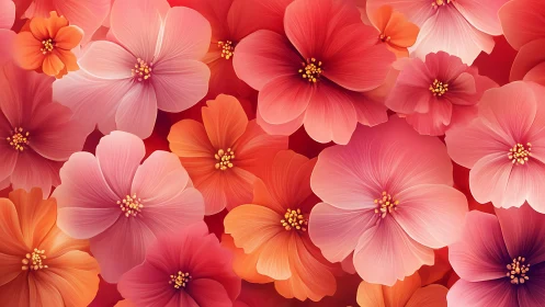 Radiant Petal Cascade: A Symphony of Coral Blooms.